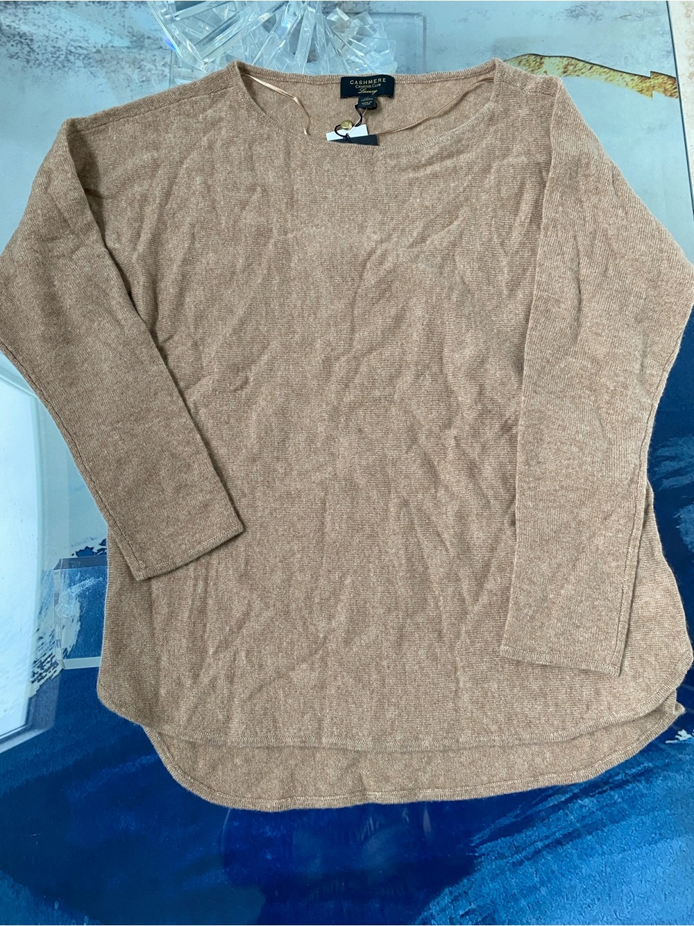 Light Heathered Camel Colored Cashmere Sweater